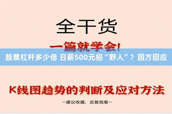 股票杠杆多少倍 日薪500元招“野人”？园方回应